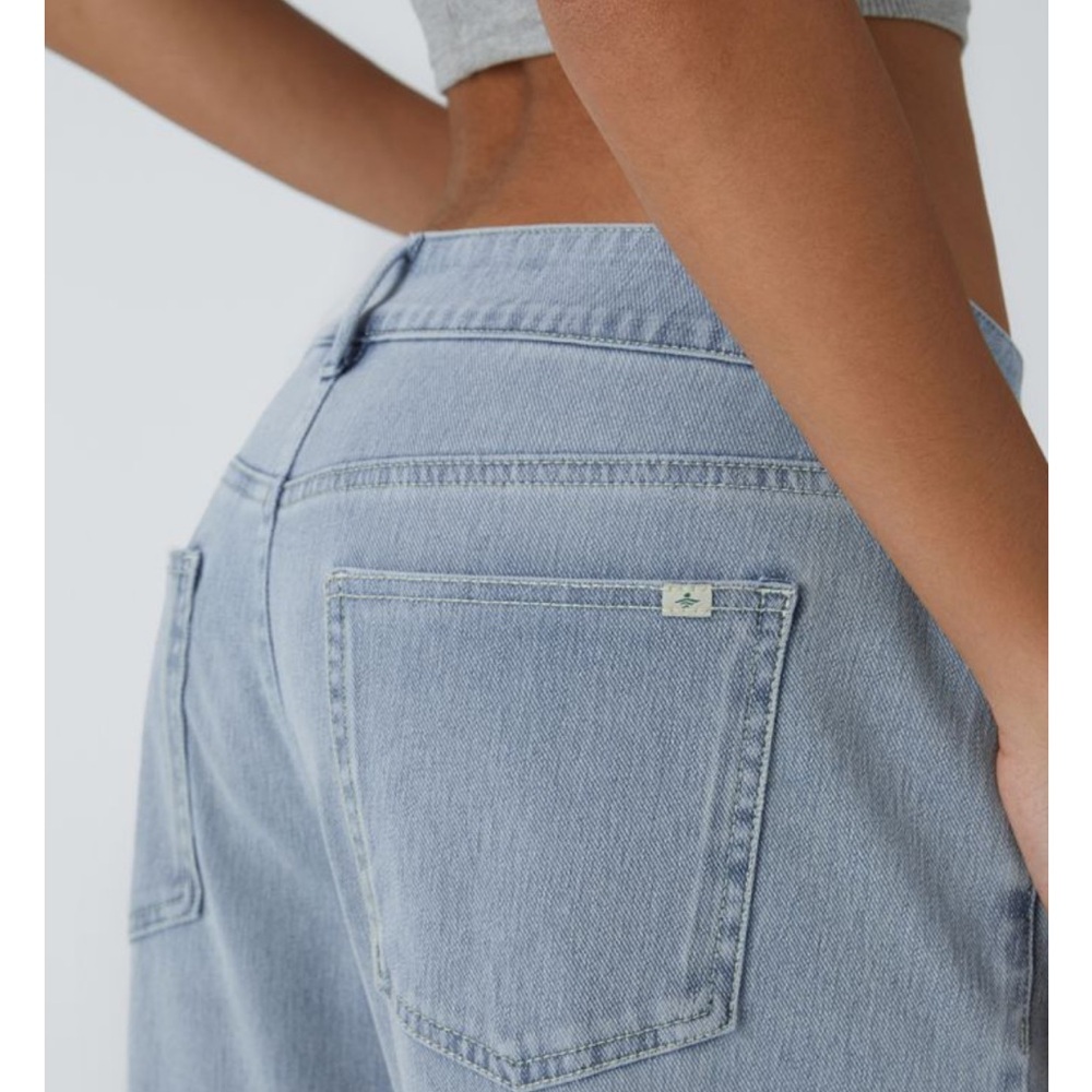 Halara asymmetrical low rise waist soft denim wide leg jeans, new - Picture 4 of 10
